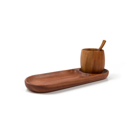 Khaya Wood Chip & Dip Tray