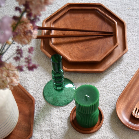 Khaya houten dessertbord - octagon