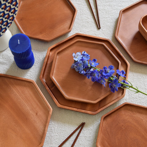 Khaya houten dessertbord - octagon