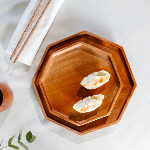 Khaya Wood Octagon Dinner Plate