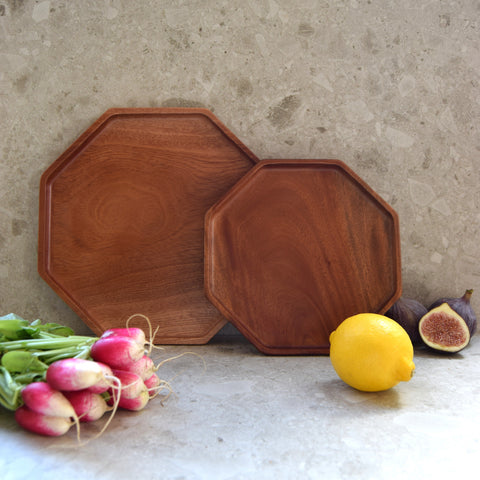Khaya Wood Octagon Dinner Plate