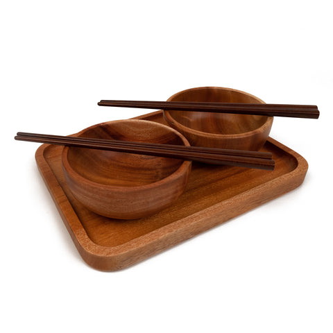 Khaya houten serveer set - dessertkom