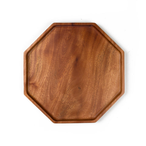 Khaya Wood Octagon Dinner Plate