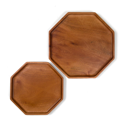 Octagon houten dessertbord