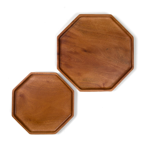 Khaya houten dessertbord - octagon