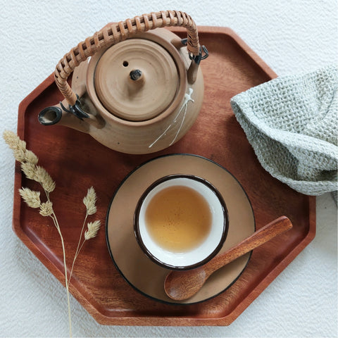 Khaya Wood Octagon Dinner Plate