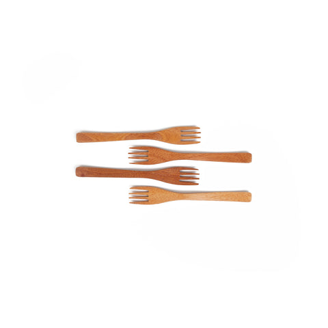 Fourchette à dessert en bois - lot de 4