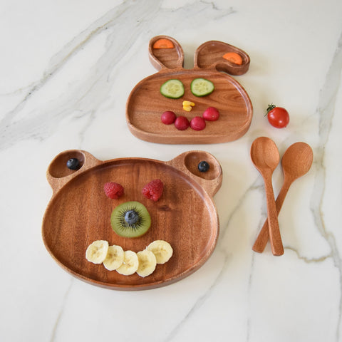 Assiette enfant en bois - lapin