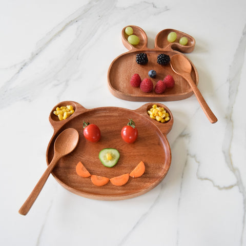 Assiette enfant en bois - ours