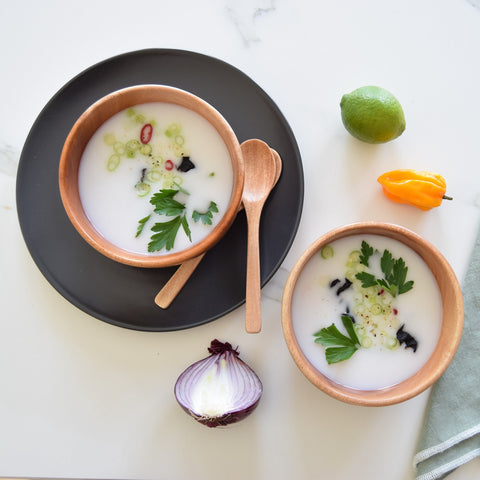 Bol à riz en bois + couverts