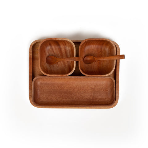 Khaya Wood Sushi Serving Set