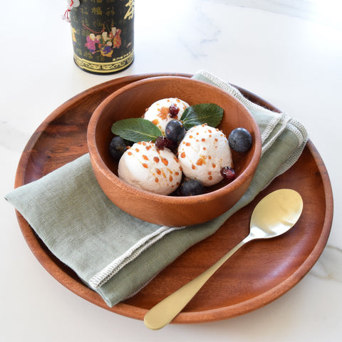 dessertkom, houten kom, kommetje