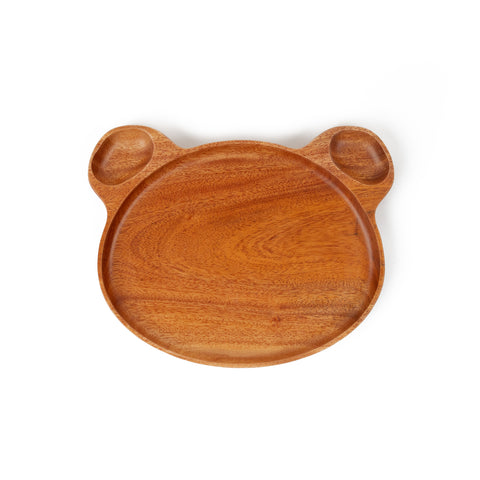 Khaya Wood Kids Plate - Bear
