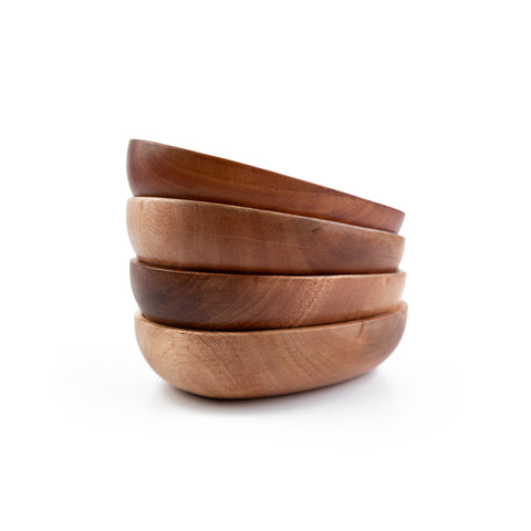 Ovale platte houten kom - medium