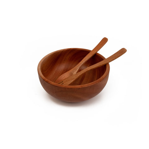 Khaya Wood Rice Bowl + Cutlery