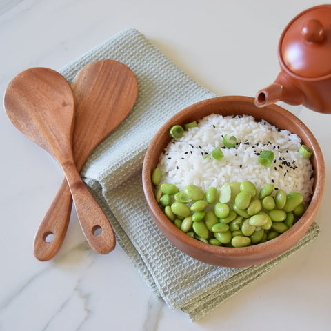 Reisschüssel aus Holz + Reislöffel 